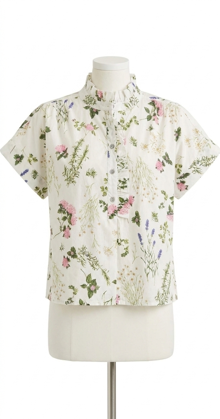 NEW ENTRO maren meadow blouse in ivory